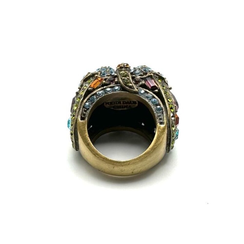 Heidi Daus "Damselfly" Multi-Crystal Dragonfly Cocktail Band Ring Size 5 - Picture 3 of 4